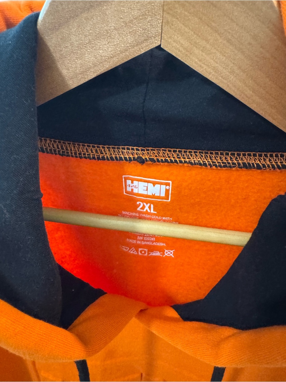 Hem Orange Pullover Hoodie with Embossed 426 - Picture 2 of 2